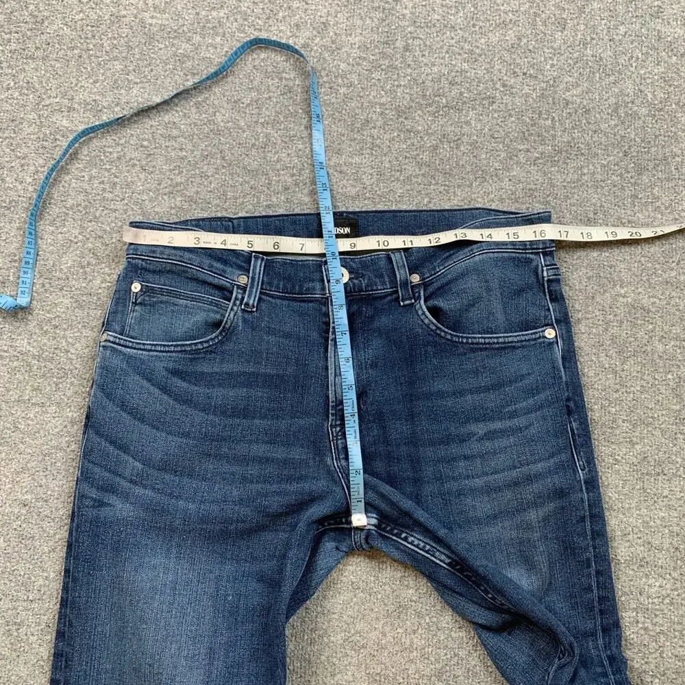 Hudson Jeans Mens 33 Blake Slim Straight Zip Fly Mid Rise Pocket Whiskered Denim